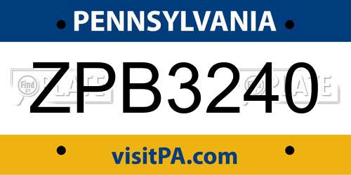 ZPB3240 Pennsylvania License Plate