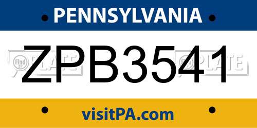 ZPB3541 Pennsylvania License Plate