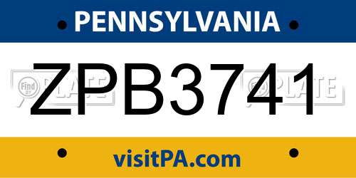 ZPB3741 Pennsylvania License Plate