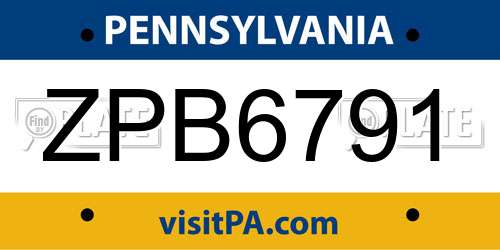 ZPB6791 Pennsylvania License Plate
