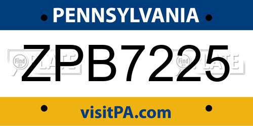 ZPB7225 Pennsylvania License Plate