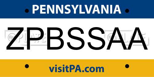 ZPBSSAA Pennsylvania License Plate