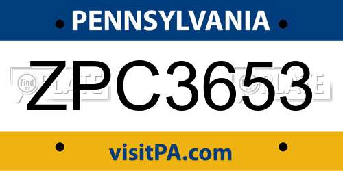ZPC3653 Pennsylvania License Plate