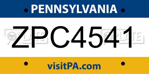 ZPC4541 Pennsylvania License Plate