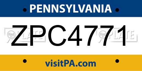 ZPC4771 Pennsylvania License Plate
