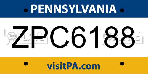 ZPC6188 Pennsylvania License Plate