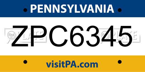 ZPC6345 Pennsylvania License Plate
