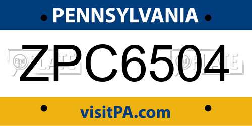 ZPC6504 Pennsylvania License Plate