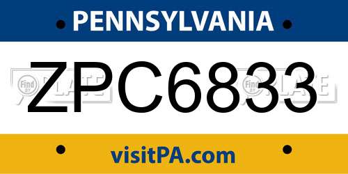ZPC6833 Pennsylvania License Plate