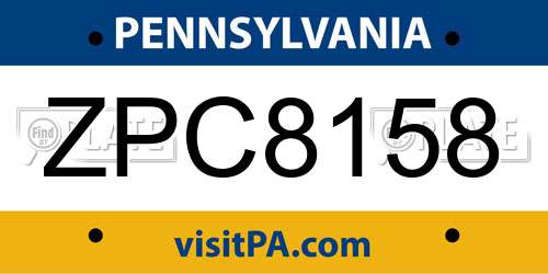 ZPC8158 Pennsylvania License Plate