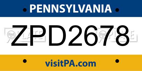 ZPD2678 Pennsylvania License Plate