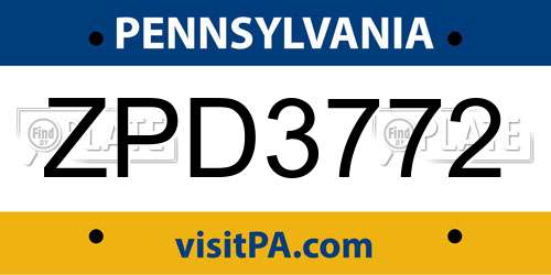 ZPD3772 Pennsylvania License Plate