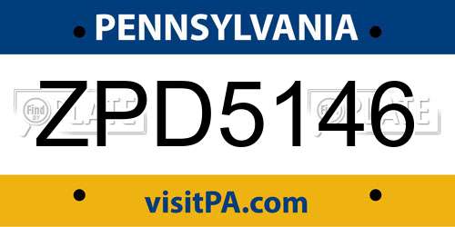 ZPD5146 Pennsylvania License Plate