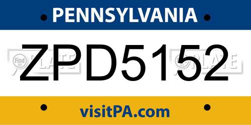 ZPD5152 Pennsylvania License Plate