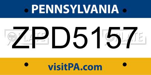 ZPD5157 Pennsylvania License Plate
