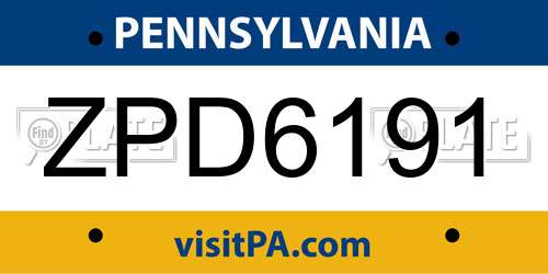 ZPD6191 Pennsylvania License Plate