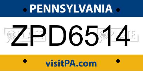 ZPD6514 Pennsylvania License Plate