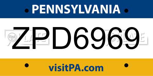 ZPD6969 Pennsylvania License Plate