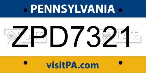 ZPD7321 Pennsylvania License Plate