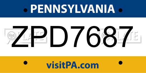 ZPD7687 Pennsylvania License Plate