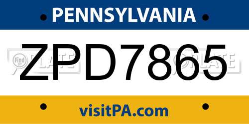 ZPD7865 Pennsylvania License Plate