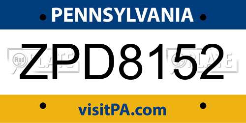 ZPD8152 Pennsylvania License Plate