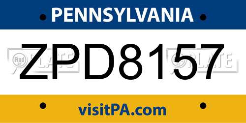 ZPD8157 Pennsylvania License Plate
