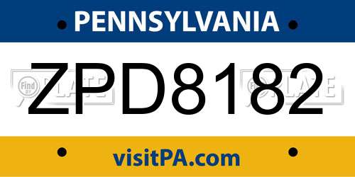 ZPD8182 Pennsylvania License Plate