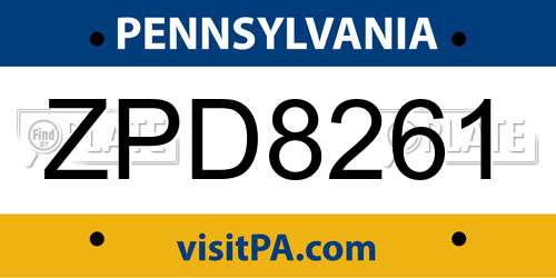 ZPD8261 Pennsylvania License Plate