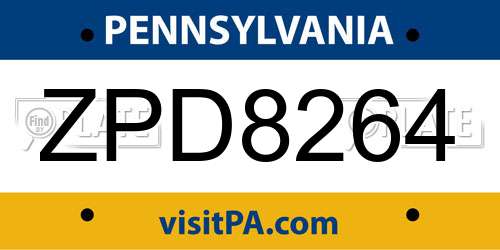 ZPD8264 Pennsylvania License Plate