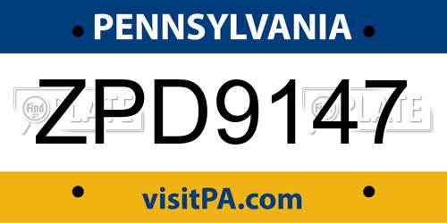 ZPD9147 Pennsylvania License Plate