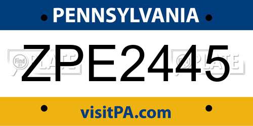 ZPE2445 Pennsylvania License Plate
