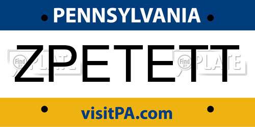 ZPETETT Pennsylvania License Plate
