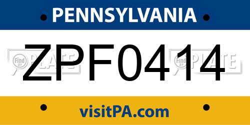 ZPF0414 Pennsylvania License Plate