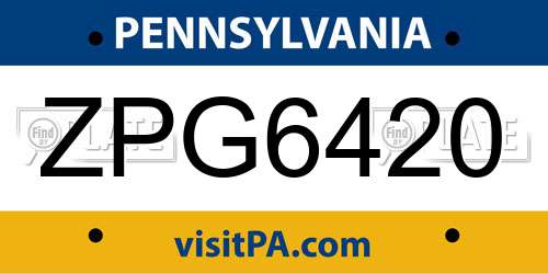 ZPG6420 Pennsylvania License Plate