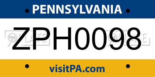 ZPH0098 Pennsylvania License Plate