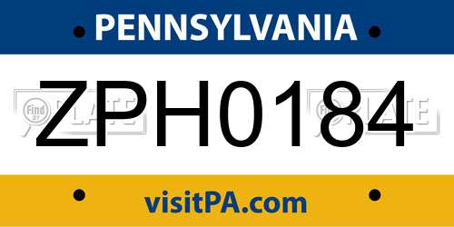 ZPH0184 Pennsylvania License Plate