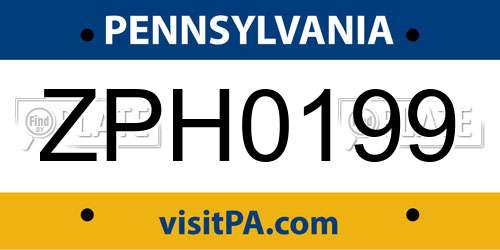 ZPH0199 Pennsylvania License Plate