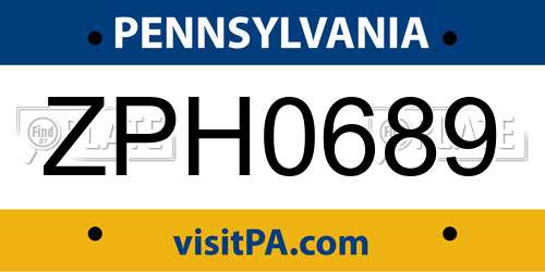 ZPH0689 Pennsylvania License Plate