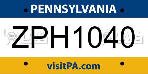 ZPH1040 Pennsylvania License Plate