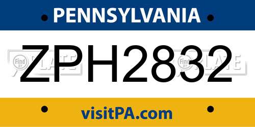 ZPH2832 Pennsylvania License Plate