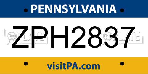 ZPH2837 Pennsylvania License Plate