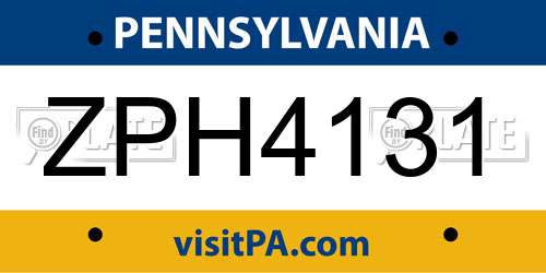 ZPH4131 Pennsylvania License Plate