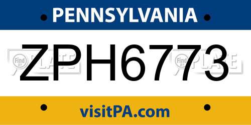 ZPH6773 Pennsylvania License Plate