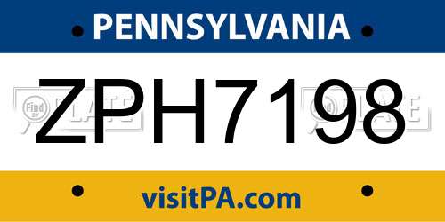 ZPH7198 Pennsylvania License Plate
