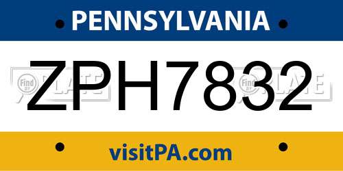 ZPH7832 Pennsylvania License Plate