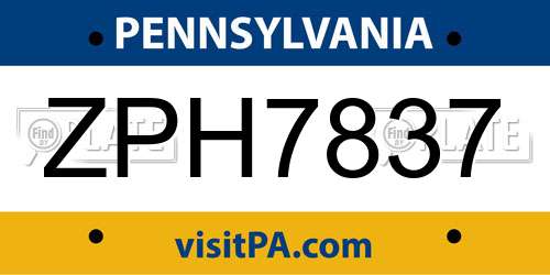 ZPH7837 Pennsylvania License Plate