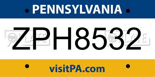 ZPH8532 Pennsylvania License Plate
