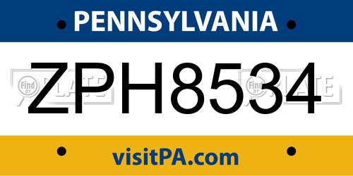 ZPH8534 Pennsylvania License Plate