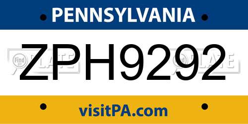 ZPH9292 Pennsylvania License Plate